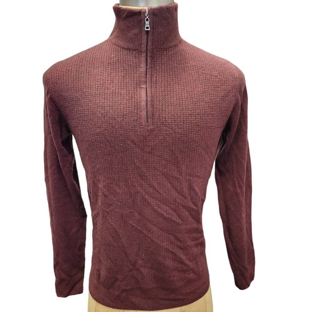 NEW WEATHERPROOF men's henley acrylic sweater in burgundy